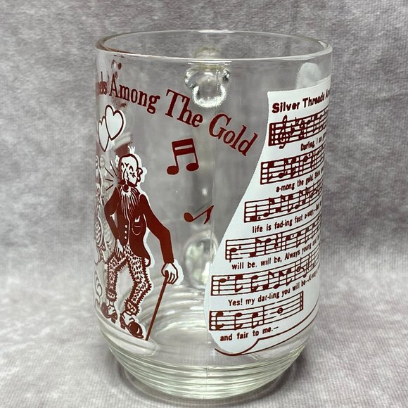 Hazel Atlas Big Top PB Glass "Silver Threads Among The Gold" Song Lyrics Mug - Picture 3 of 8